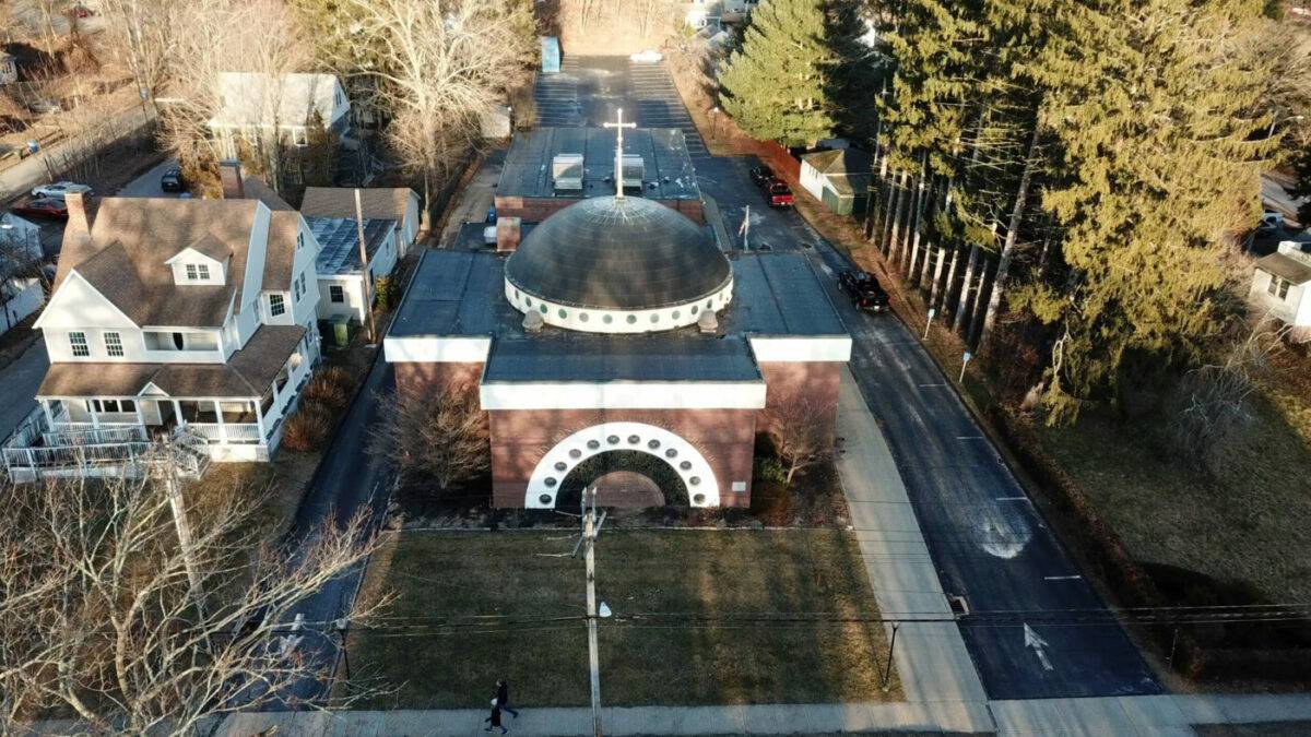 holy trinity greek orthodox church birds-eye view norwich ct